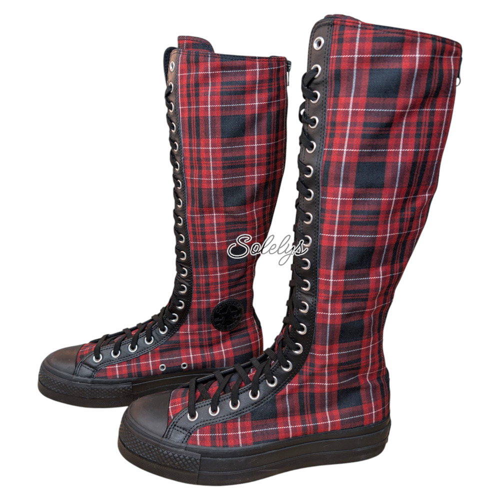 Converse XXHI Platform Lift Plaid Park Red Black Knee High Sneaker Bundle 5.5 - Picture 4 of 10